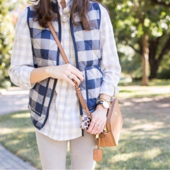 J. Crew Vest in Gingham Blue Gray & Ivory. EUC - Picture 3 of 12